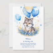 Wolf Einladung zum ersten Geburtstag (Vorderseite)