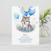 Wolf Einladung zum ersten Geburtstag (Stehend Vorderseite)