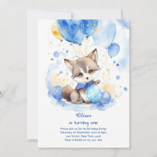 Wolf Einladung zum ersten Geburtstag