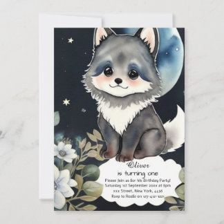 Wolf Einladung zum ersten Geburtstag