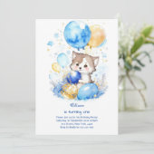 Wolf Einladung zum ersten Geburtstag (Stehend Vorderseite)