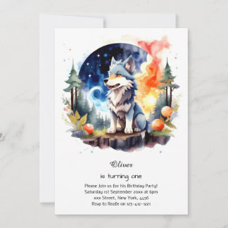 Wolf Einladung zum ersten Geburtstag
