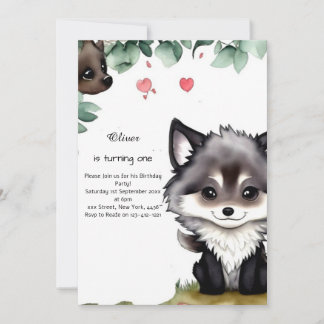 Wolf Einladung zum ersten Geburtstag