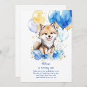 Wolf Einladung zum ersten Geburtstag (Vorne/Hinten)