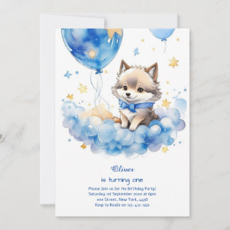 Wolf Einladung zum ersten Geburtstag