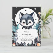 Wolf Einladung zum ersten Geburtstag (Stehend Vorderseite)