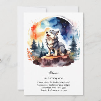 Wolf Einladung zum ersten Geburtstag