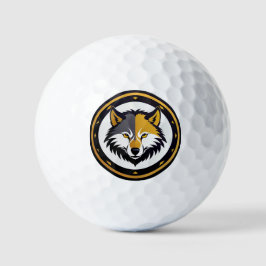 Wolf Emblem Logo With Golden Circle Golfball