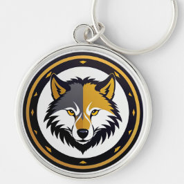 Wolf Emblem Logo With Golden Circle Schlüsselanhänger