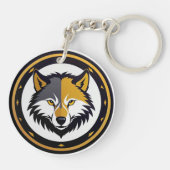 Wolf Emblem Logo With Golden Circle Schlüsselanhänger (Rückseite)
