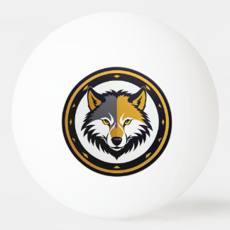 Wolf Emblem Logo With Golden Circle Tischtennisball