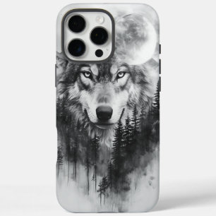 Wolf erscheint nachts aus unangenehmen Wäldern iPhone 16 Pro Max Hülle