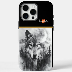 Wolf erscheint nachts aus unangenehmen Wäldern iPhone 16 Pro Max Hülle