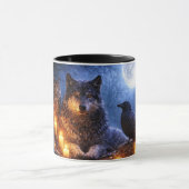 Wolf Eule Rabe Mystischer Kaffeebecher Tasse (Zentrum)