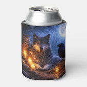 Wolf Eule und Rabe Mystisch Dosenkühler (Kanne Vorderseite)