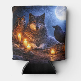Wolf Eule und Rabe Mystisch Dosenkühler