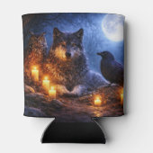 Wolf Eule und Rabe Mystisch Dosenkühler (Rückseite)