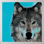 Wolf Eyes Artwork Blue Pop Art Poster Print<br><div class="desc">Wild Animal Digital Artworks,  Paintings,  Pictures and Images</div>