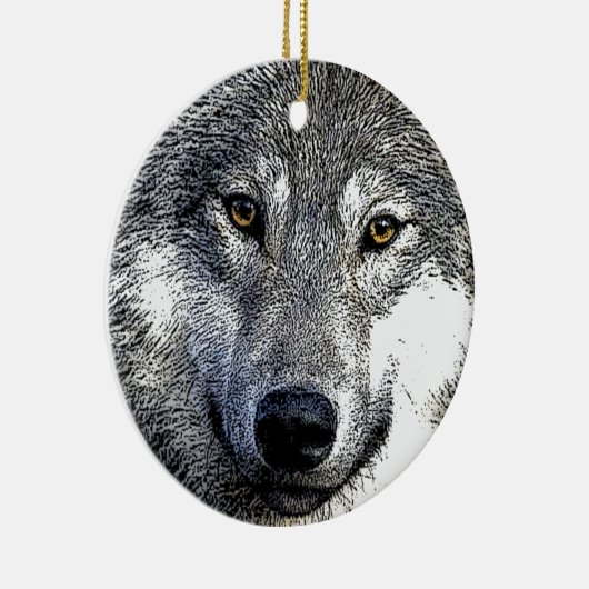 Wolf Eyes Artwork Keramik Ornament (Rechts)