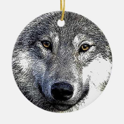 Wolf Eyes Artwork Keramik Ornament (Vorne)