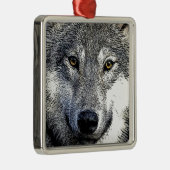 Wolf Eyes Artwork Ornament Aus Metall (Rechts)