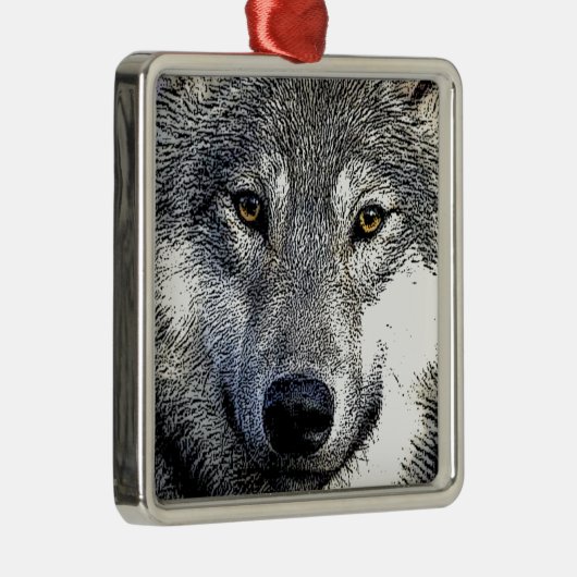Wolf Eyes Artwork Ornament Aus Metall (Rechts)