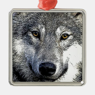 Wolf Eyes Artwork Ornament Aus Metall