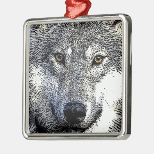 Wolf Eyes Artwork Ornament Aus Metall (Links)
