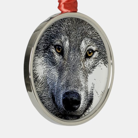 Wolf Eyes Artwork Silbernes Ornament (Rechts)