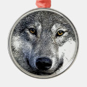 Wolf Eyes Artwork Silbernes Ornament (Vorne)