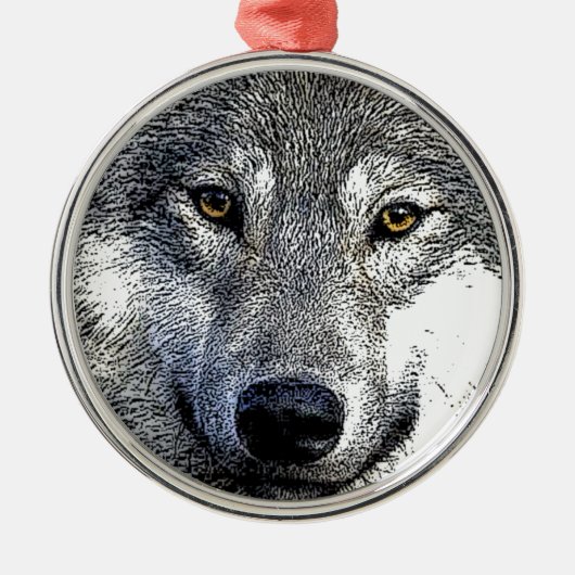 Wolf Eyes Artwork Silbernes Ornament (Vorne)