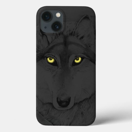 Wolf Eyes II (gelbe Augen) - grau Case-Mate iPhone Hülle (Rückseite)