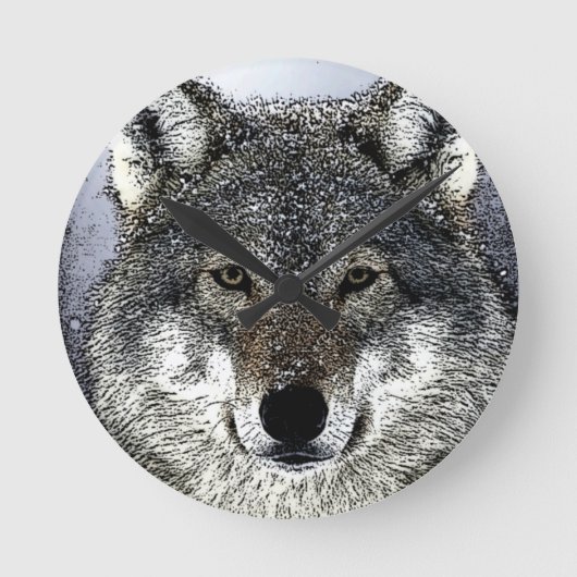 Wolf Eyes Runde Wanduhr (Vorderseite)