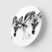 Wolf Eyes Runde Wanduhr (Winkel)