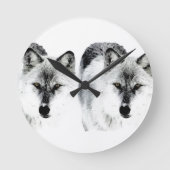 Wolf Eyes Runde Wanduhr (Vorderseite)