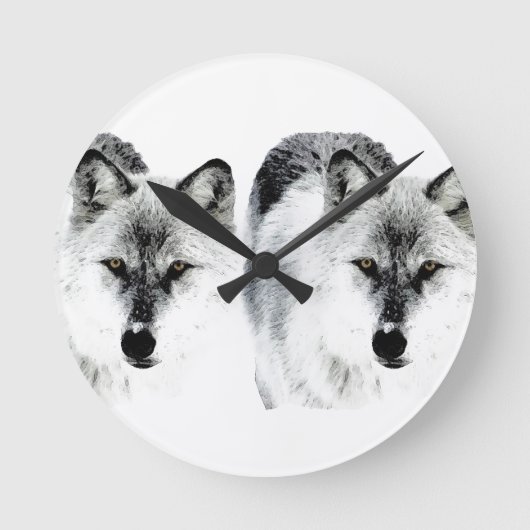 Wolf Eyes Runde Wanduhr (Vorderseite)