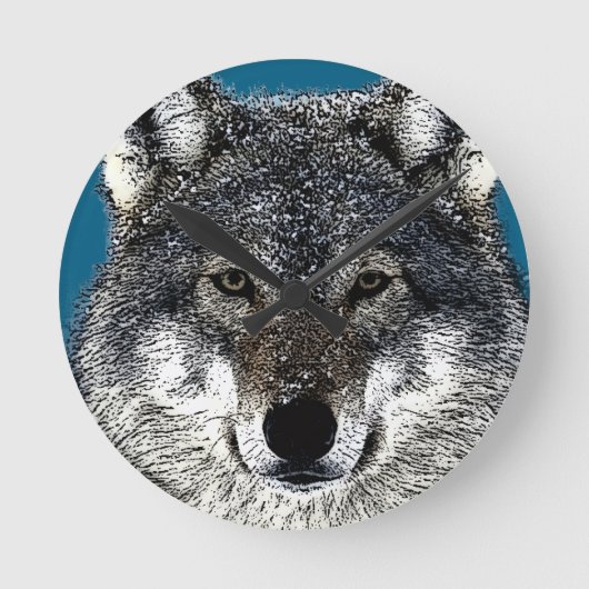 Wolf Eyes Runde Wanduhr (Vorderseite)