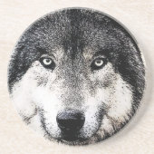 Wolf Eyes Sandstein Untersetzer (Vorne)