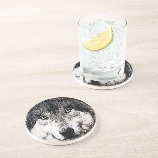 Wolf Eyes Sandstein Untersetzer (Seite)