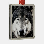 Wolf Eyes Silbernes Ornament (Rechts)