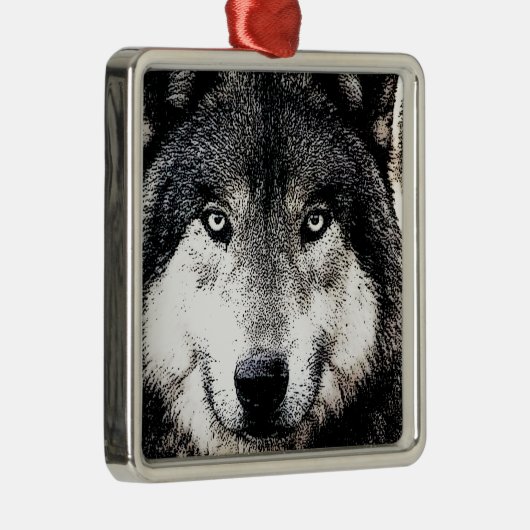 Wolf Eyes Silbernes Ornament (Rechts)