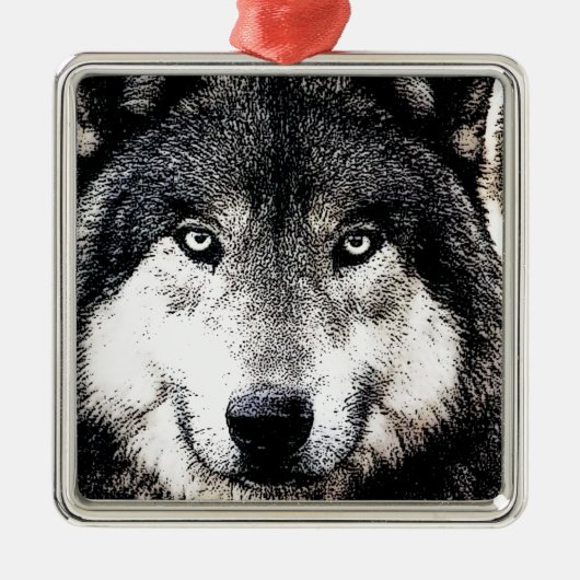 Wolf Eyes Silbernes Ornament (Vorne)