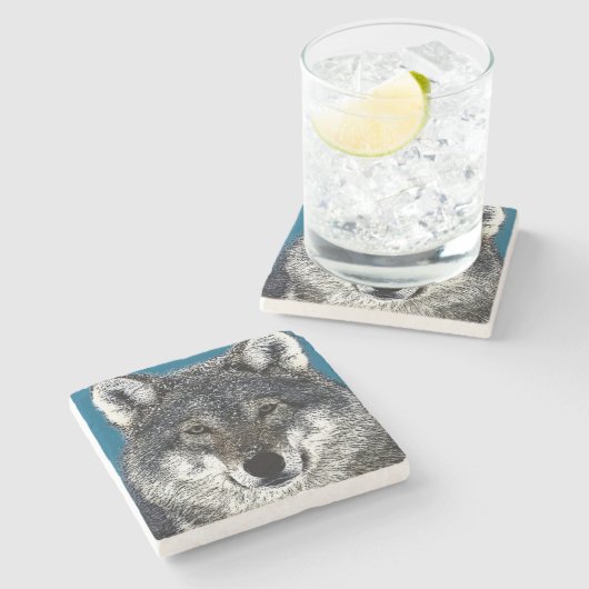 Wolf Eyes Steinuntersetzer (Seitenansicht)