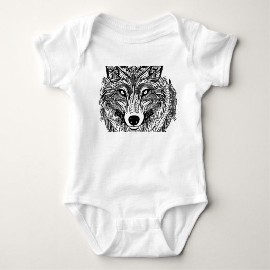 Wolf Face Baby Strampler (Vorderseite)