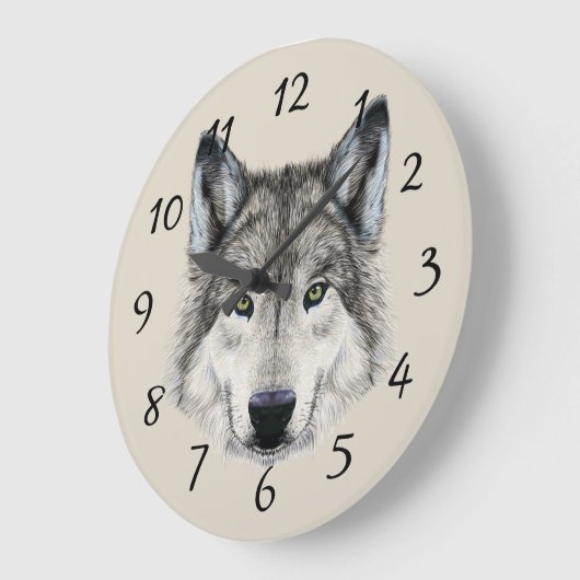 Wolf face design große wanduhr (Winkel)