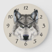 Wolf face design große wanduhr (Vorderseite)