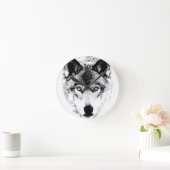 Wolf Face. Digital Wildlife Image. Runde Wanduhr (Zuhause)