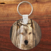 Wolf face in the woods schlüsselanhänger (Vorderseite)