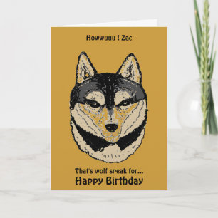 Wolf Face mit Geburtskarte Karte