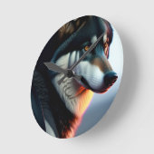 Wolf Face Picture Art Runde Wanduhr (Winkel)